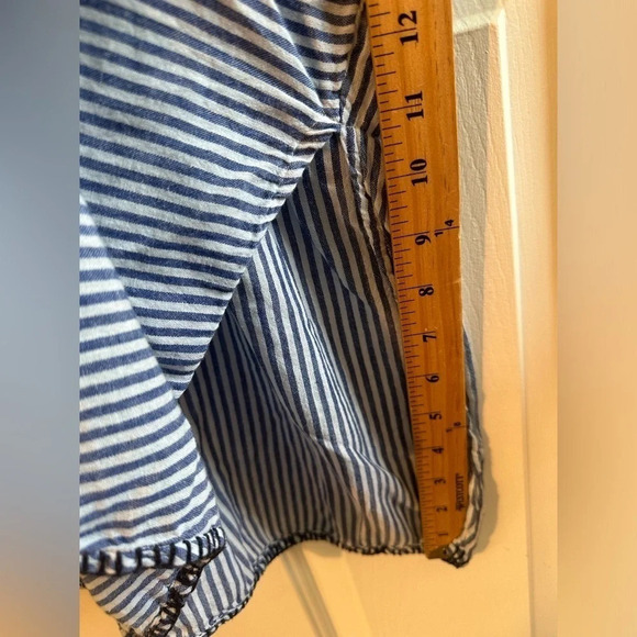 SUNDRY Anthropologie Blue White Stripe 100% Cotton Beach Pool Dress Sz 1 POCKETS - Picture 7 of 12